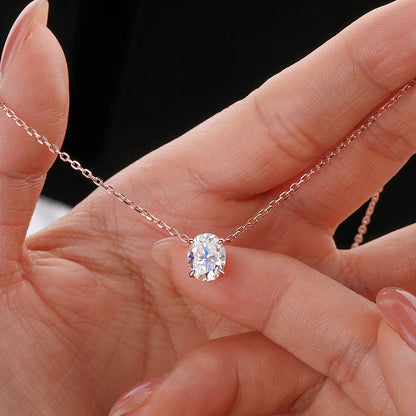 NKHOG 1/2/3CT Oval Cut Real Moissanite Necklace For Women S925 Silver Solitaire Lab Diamond Wedding 18K Gold Plated Jewelry Gift