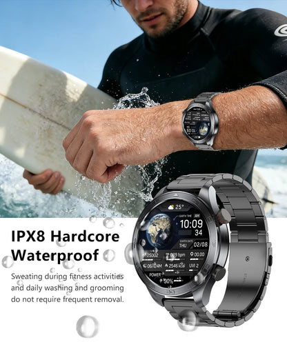 2026 new business men's smart watch 1000 mAh battery with compass altitude pressure IPX8 waterproof call sports health watch