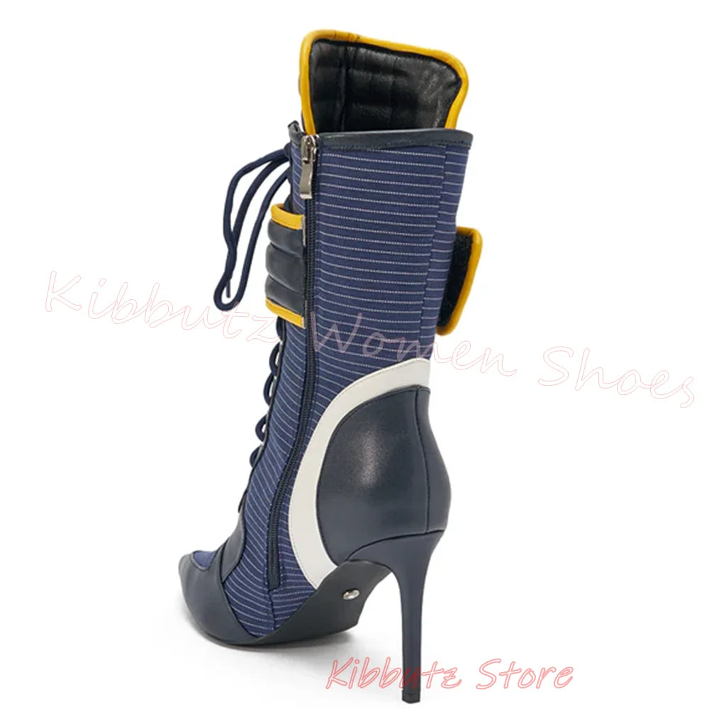 Ankle Sneaker Boots Women High Heels Zip Lace Up Leather Patchwork Sporty Hybrid Fashion Streetwear Party Shoes Elegant Concise