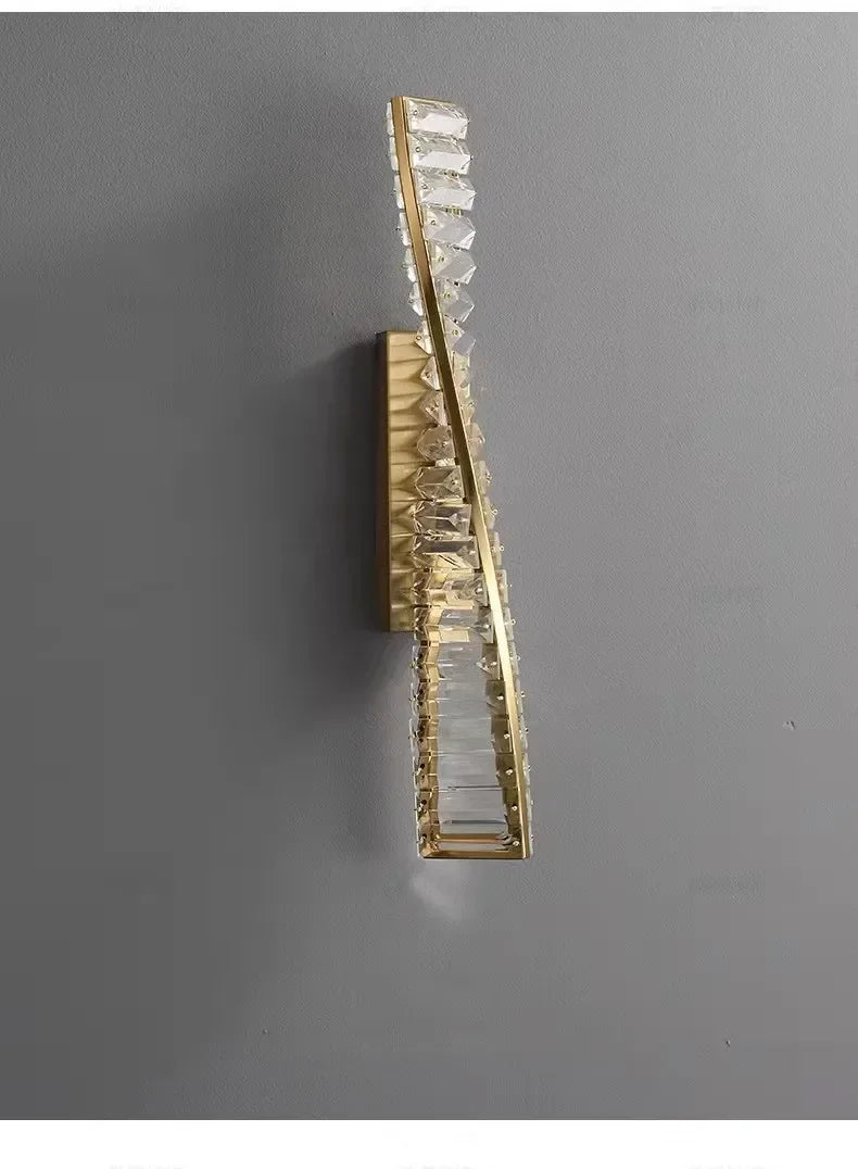 Luxury Crystal Gold Metal Wall Lamp Modern Creative Irregular LED Wall Light Villa Hotel Corridor Bedside Decor Lighting Fixture