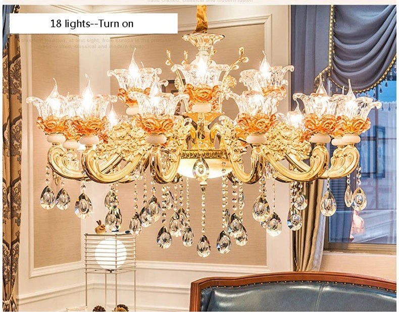 Luxury Living Room Chandelier Crystals Glass Hall Main Pendant Lamps Restaurant Bedroom French Creative Hanging Light Luminaire