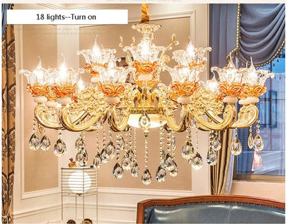 Luxury Living Room Chandelier Crystals Glass Hall Main Pendant Lamps Restaurant Bedroom French Creative Hanging Light Luminaire
