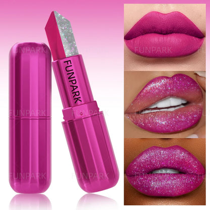 1PC Sexy Glitter Two-tone Lipstick Matte Lipsticks Cosmetics Easy to Use Lip Tint Makeup Lip Rose Red High Pigment Lip Glaze