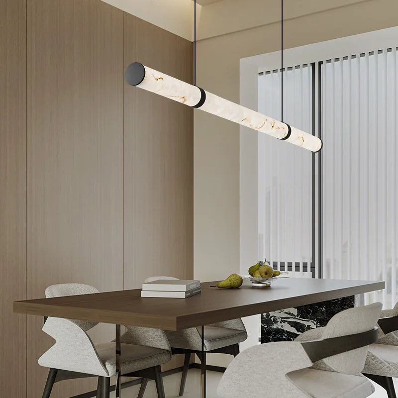 Italian Minimalist Pendant Lights Imitation Marble Strip Hanging Lamp Dining Table Restaurant Home Ceiling Decoration Chandelier