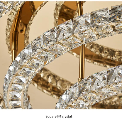 Modern Luxury Led Dimmable Chandelier Foyer Crystal Ceiling Lights Lustre Indoor Light Lamparas Round Steel Led Luminarias