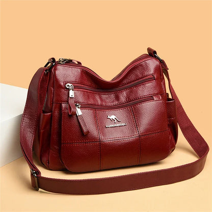 Genuine Soft Pu Leather Handbags for Women Vintage Shoulder Tote Bag Luxury Designer Ladies Large Capacity Purse Bags Sac A Main