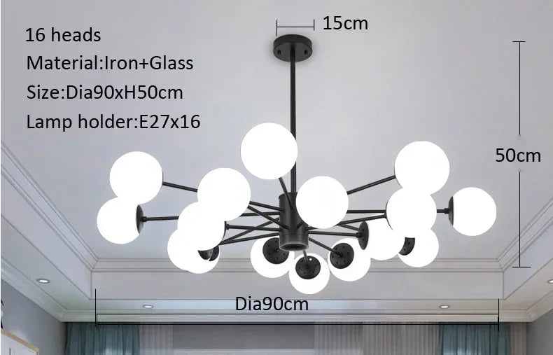 Modern Lustrous Glass Chandelier Ceiling Light Elegant Indoor Lighting for Living Room Dining Room - Luxury Room Decoration