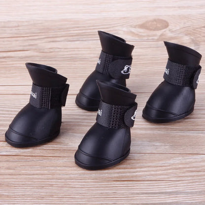 4Pcs Pet WaterProof Rainshoe Anti-slip Rubber Boot For Small Medium Large Dogs Cats Outdoor Shoe Dog Ankle Boots Pet Accessories