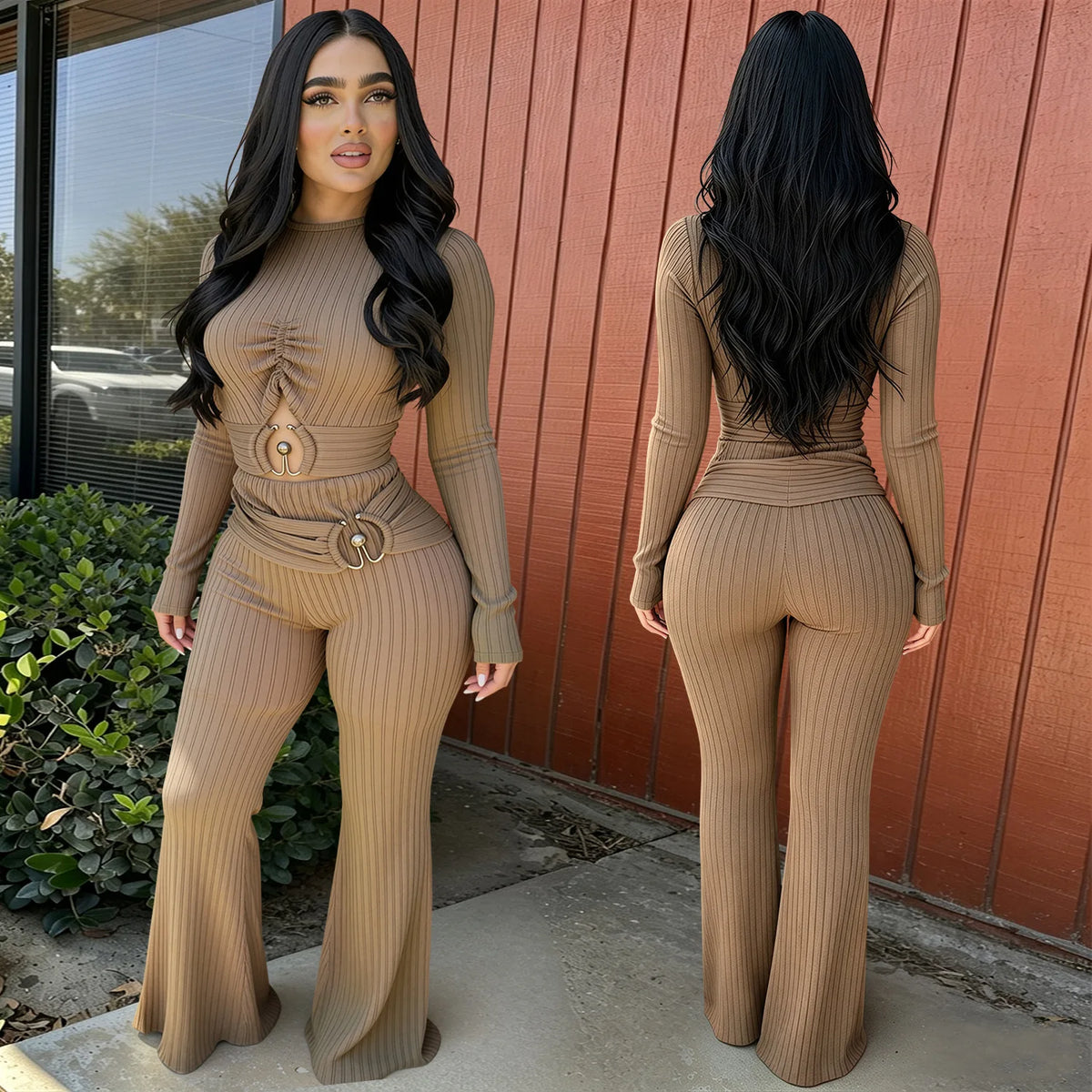 Solid Women Jumpsuits For Spring Autumn Long Sleeve O-Neck Loose Fashion Streetwear Hollowed Out Overalls Pants Trousers 2026