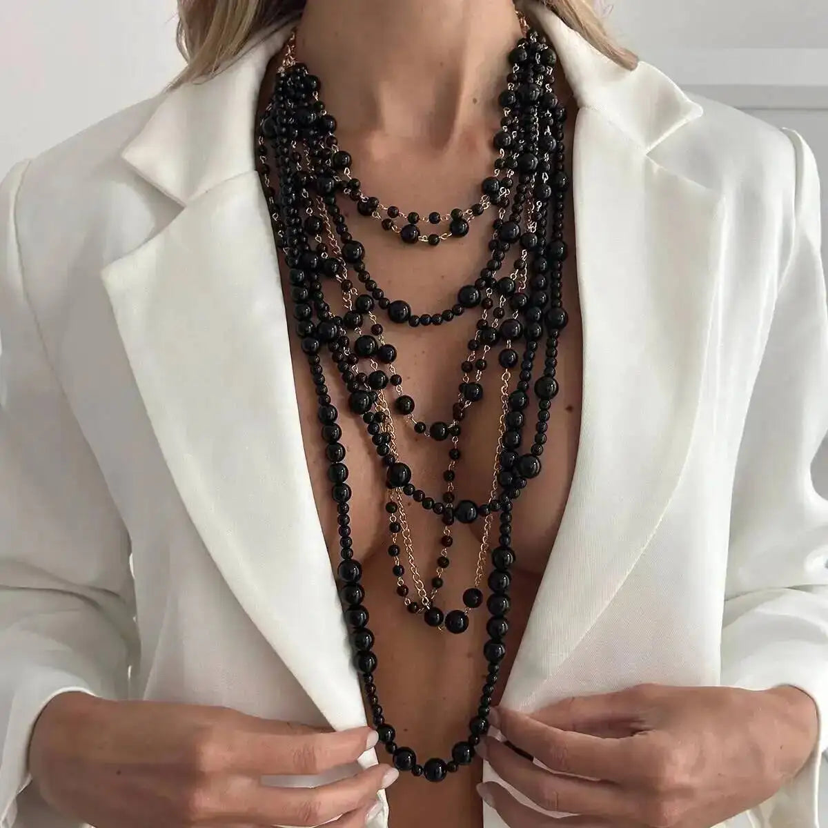 KunJoe Luxury Multilayer Imitation Pearl Long Tassel Necklace for Women Bridal Elegant Pendant Sweater Chain Wedding Jewelry New
