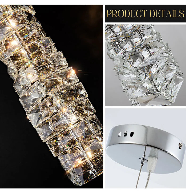 Luxury K9 Crystal Chandelier Dimmable Ceiling LED Pendant Lights Home Living Room Bedroom Indoor Atmosphere Decorative Lighting