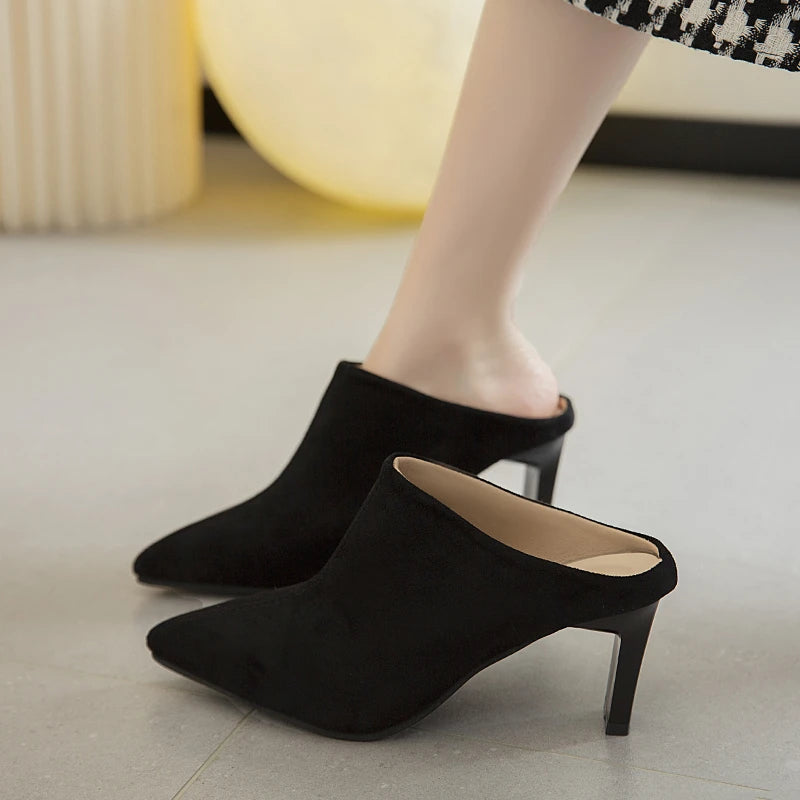 2022 Spring Summer Women Designer Shoes Pointed Toe Mules Slippers Ladies Luxury Brand High Heel Sandals