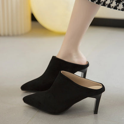 2022 Spring Summer Women Designer Shoes Pointed Toe Mules Slippers Ladies Luxury Brand High Heel Sandals