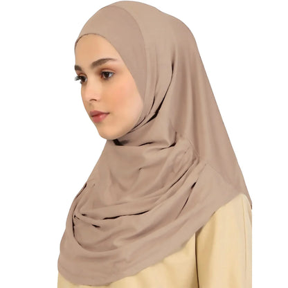 New Ready To Go Wear Instant Hijab for Women Solid Color Hemp Headscarf Neck Cover Sports Hijabs Pinless Islam Shawls and Wraps