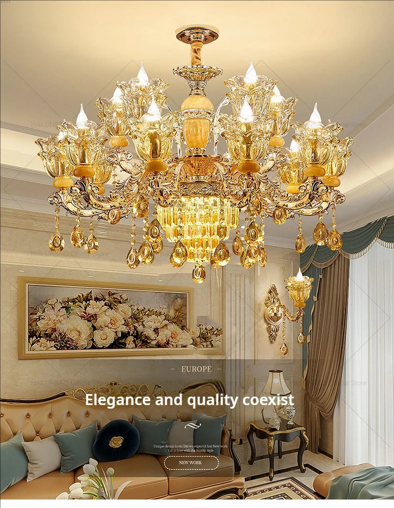 Postmodern Chandelier Living Room Lights European Dining Room Bedroom Home Master Luxury Atmospheric Lamps Villa Crystal Lamps