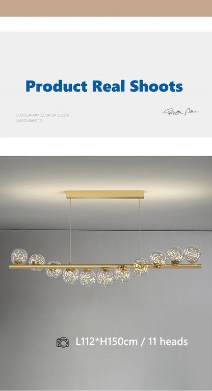 Line Glass Ball Pendant Lights Nordic LED Energy-Efficient Hanging Ceiling Lamp with Adjustable Cord for Dining Room Living Room