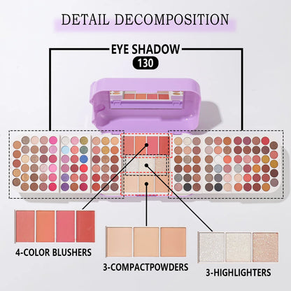 Miss Rose Makeup Travel Case Makeup Plate Eye Shadow Powder Blusher Set One High Gloss Powder Lasting Makeup With Mirror