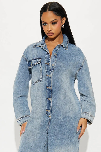 Streetwear Jeans Cargo Jumpsuit Sexy Women Turn Down Collar Elegant Wide Leg Denim Straight Romper Overalls