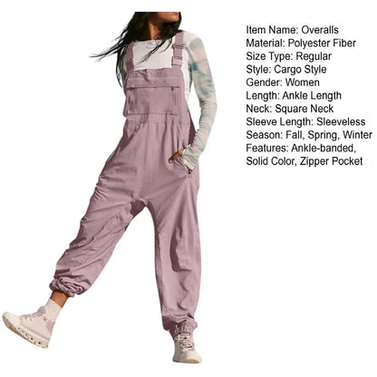 Women Jumpsuit Loose Style Overalls Boho Solid Color Square Collar Playsuits Sleeveless Rompers Summer Casual Clothes