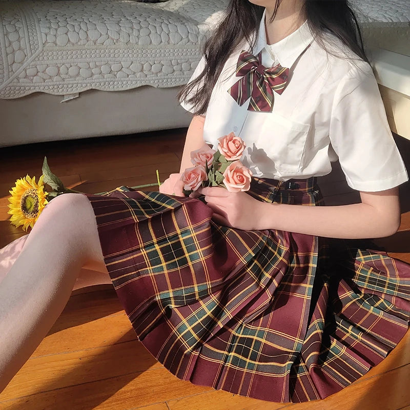 Japanese Bow Tie Skirt Set Student Pleated Skirt Jk Uniform Korean School Sexy Girl Preppy Style Seifuku Japanese School Uniform