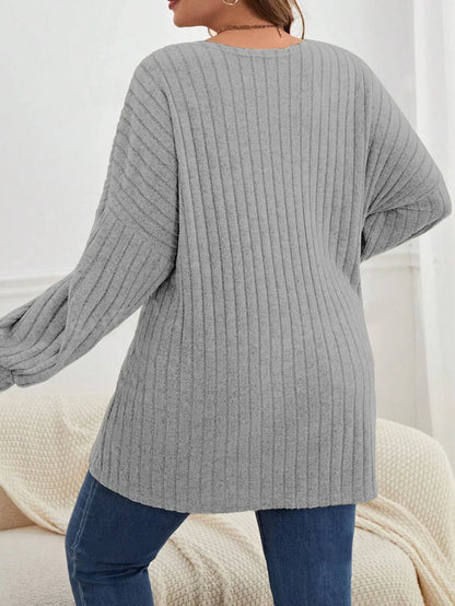 Autumn and Winter  Plus Size Women's 1XL-5XL Solid Color Loose Cardigan Top Women's Long Sleeved Knitted Jacket