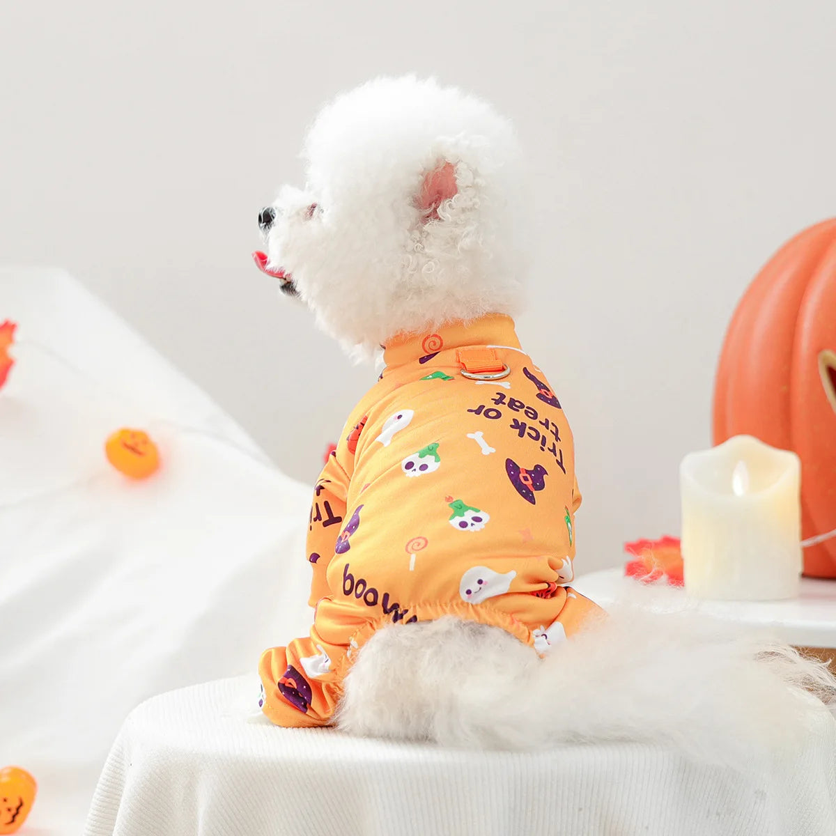 Girl Halloween Pajamas Apparel For Small Dogs Chest Closed Pet Indoor Home Wear Clothes Overall Tracksuit Chihuahua Yorkshire