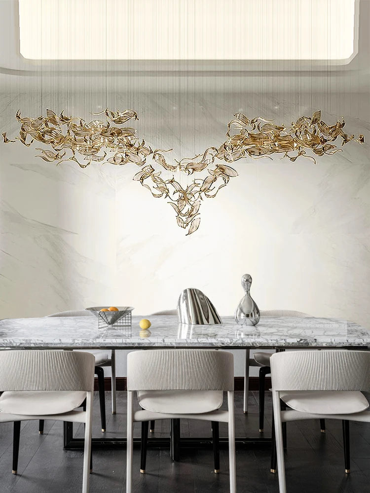 Large Customized Hotel Lobby Banquet Hall Artistic Glass Chandelier Lighting LED Fixtures Living Room Island Light Fixture