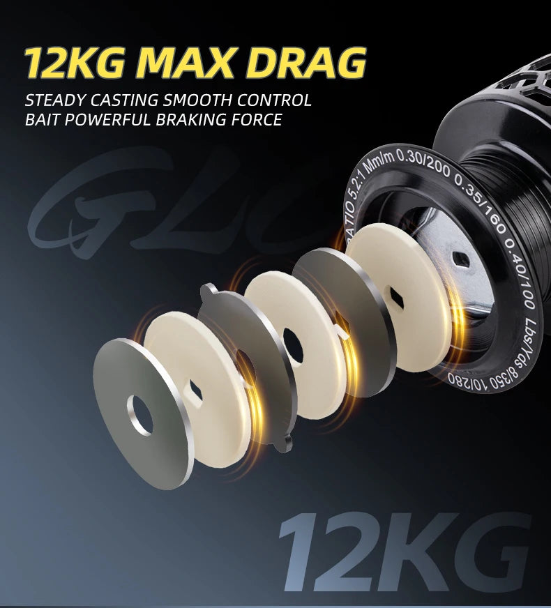 BILLINGS Spinning Reel Metal Spinning Fishing Reel 12KG Max Drag for Freshwater Saltwater 5.2:1 Gear Ratio Fishing Reels