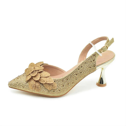 Original Italian Shoes and Bag Set for Women Full Rhinestone Chic and Elegant Woman Shoes and Bag for Party Wedding Pumps