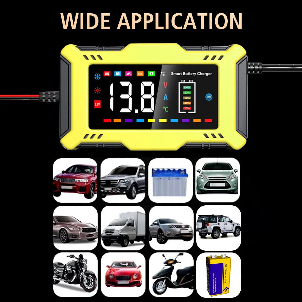Car Battery Charger Intelligent Smart Battery Charging Universal 12V 10A/6A Fast Power Charging Pulse Repair Tools For SUV Motorcycle Truck RV