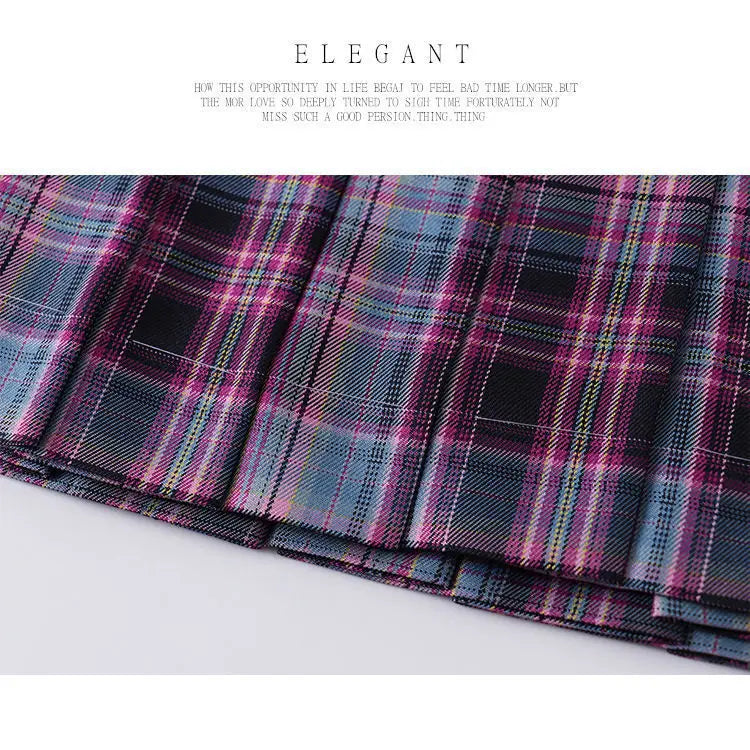 New Japanese School Uniform Korean Student Jk Seifuku Blouse Pleated Skirt Tie Full Set Girl Plaid Skirt Pink Uniforms For Woman