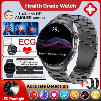 New Upgraded Heart Health Check Smart Watch Uric Acid Five Organ Examination Blood Pressure BT Call ECG smart watches Man 2026