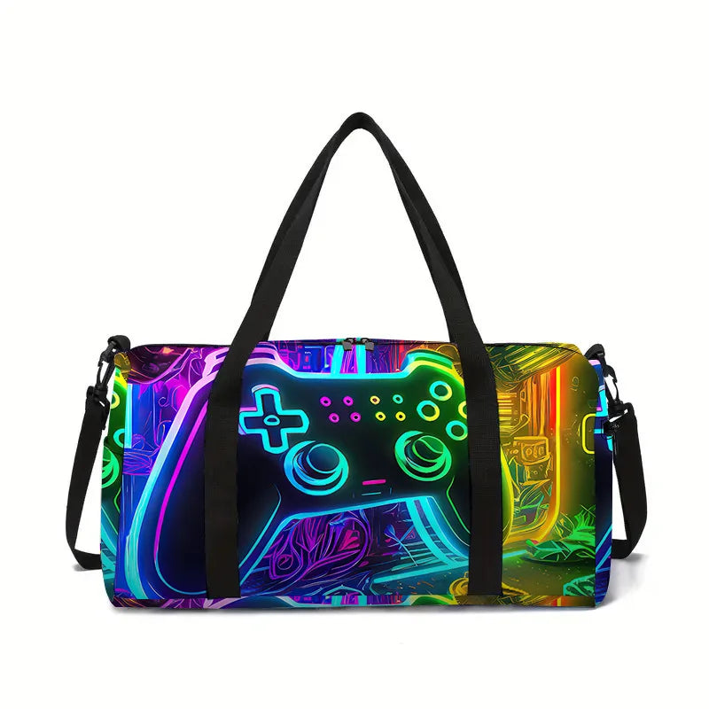 Classic Popular game controller 3D Print Large Capacity Travel Bags Barrel Shape Crossbody Bag Outdoor Sports Bags Gym Yoga Bag