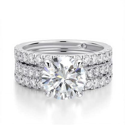 OEVAS 3ct (Total 3.63ct) Round Cut D Color Moissanite Bridal Ring Set Wedding Band 18K Gold Plated 925 Silver Rings Fine Jewelry