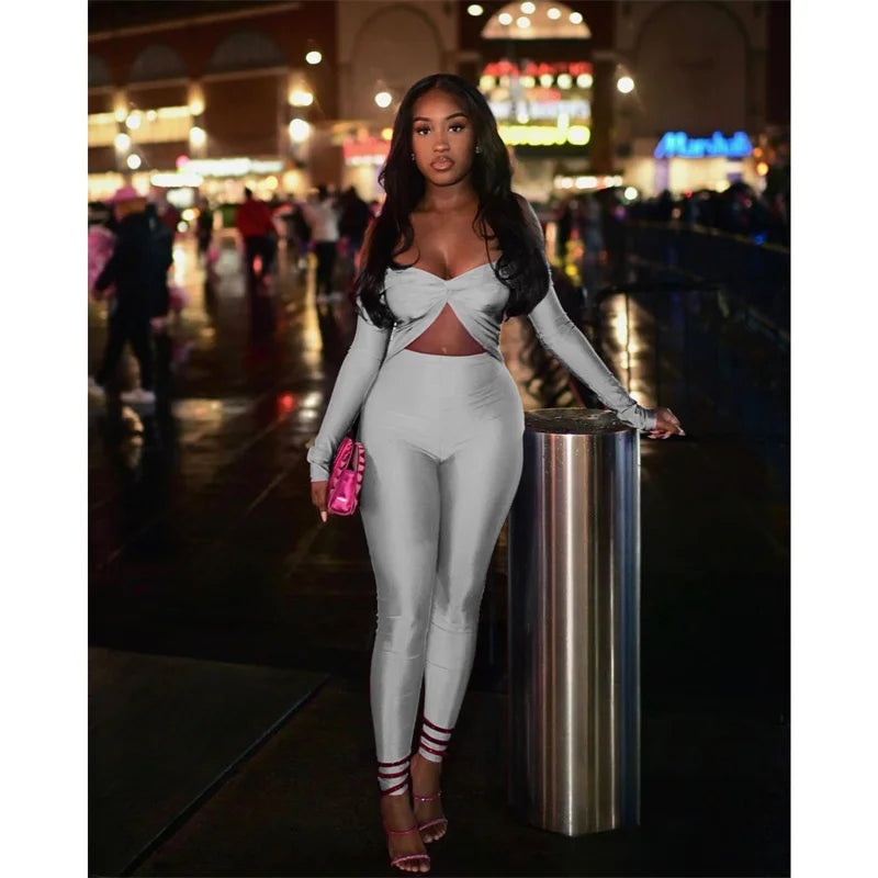 Sexy Off the Shoulder Birthday Jumpsuit for Women Night Club Outfit Party Hollow Out Ruched Skinny Long Sleeve Rompers Full Body
