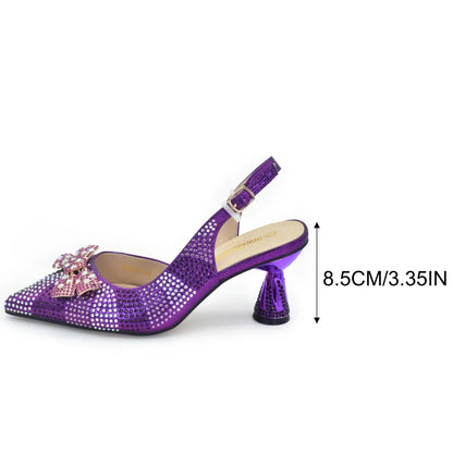 Doershow beautiful Italian Shoes And Bag Sets For Evening Party With Stones Italian Leather Handbags Match Bags!  SV1-4