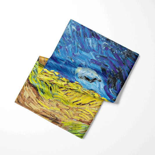 70CM*70CM Van Gogh Oil Painting Fashion Scarves for Women Print Silk Satin Hijab Scarf Female Luxury Brand Square Shawl Scarfs