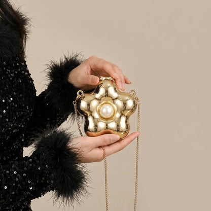 Acrylic Luxury Evening Bags Flower Shaped Single Shoulder Banquet Chain Bag Sparkling Handbag Mini Lipstick Bag Wedding Clutch
