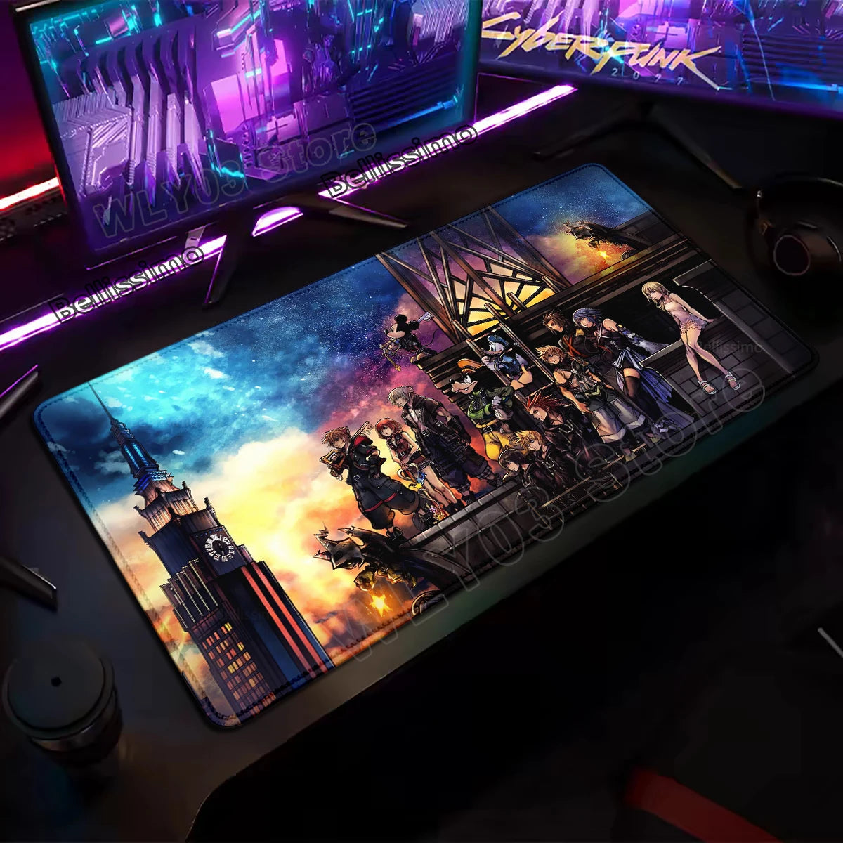 Extended Mouse Pad Anime Black Desk Mat PC K-kingdom H-hearts Keyboard Pad Laptop Gaming Accessories Table Play Mat XXL Mousepad