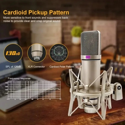 Condenser U87 AI XLR Microphone Professional Cardioid Studio Mic for Recording Podcasting Voice Over Streaming Home Studio