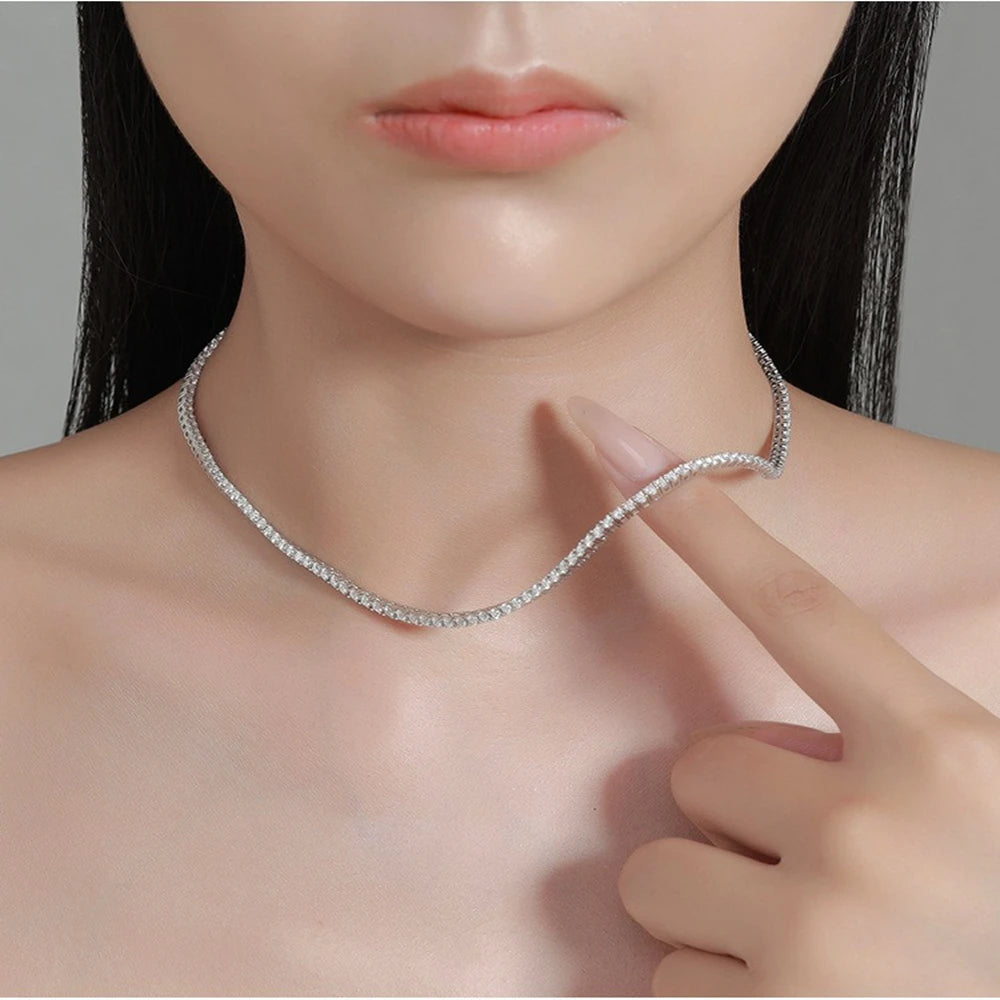 3mm S925 Sterling Silver D Color VVS1 Moissanite Tennis Necklace GRA Certified Lab Diamond  for Women Man Jewellery
