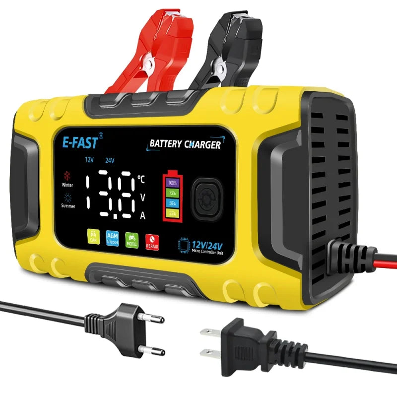 12V/24V 10A Car Battery Charger Smart Maintainer for Truck Boat AGM Lifepo4 Moto