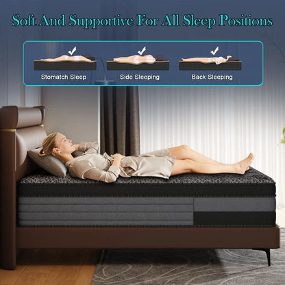 12/14inch Memory Foam Mattress Twin Full Queen King Pocket Spring Mattress Medium Firmness Suitable for Home Bedrooms and Hotels