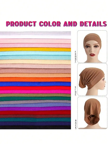Muslim Underscarf Turban Hijab Ninja Inner Hat Women Chemo Cap Hair Loss Cover Bonnet Instant Bonnet Femme Musulman Headband
