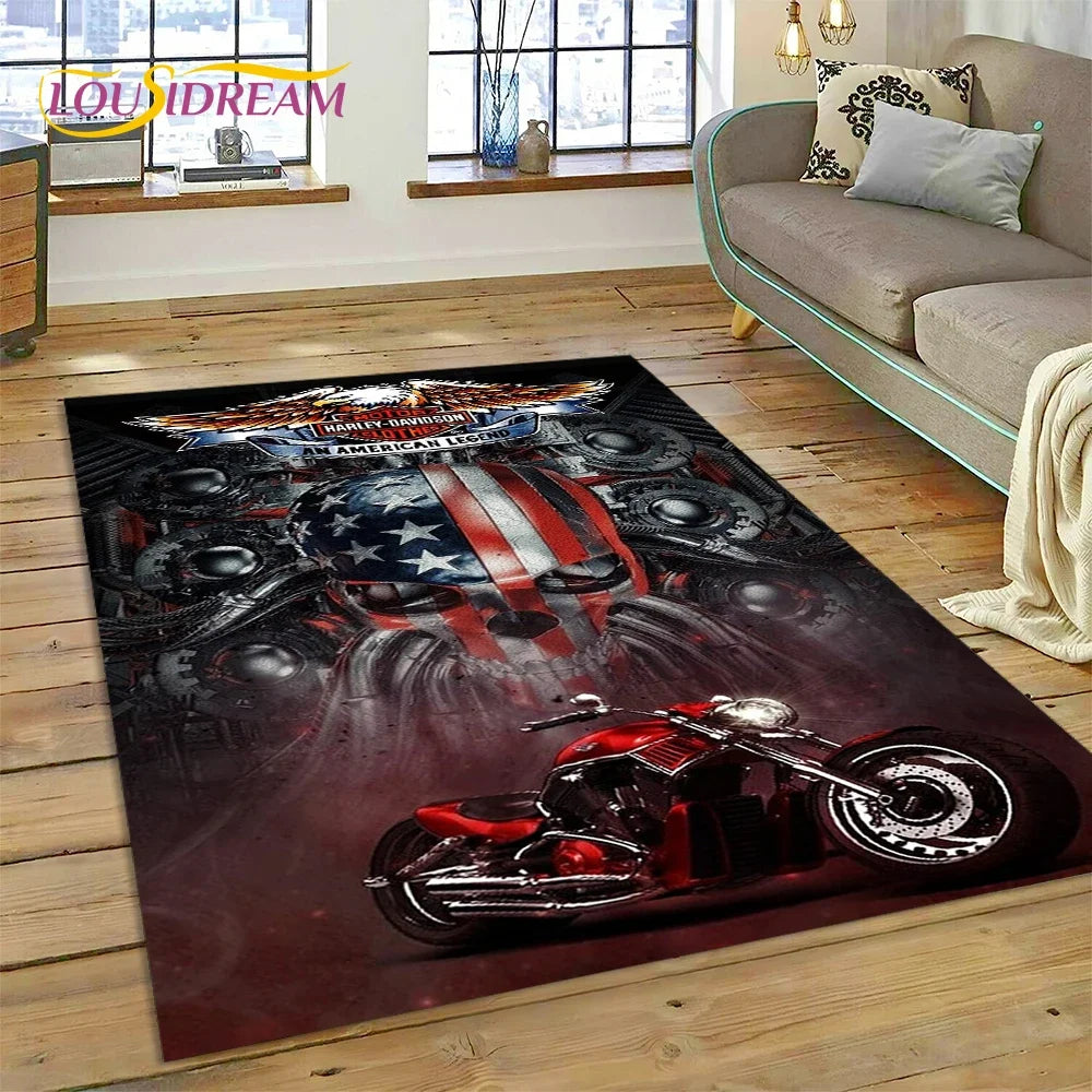 27 Style Harley-y Motorcycle Logo Rug Carpet for Living Room Bedroom Home Decor,floor Mat Non-slip for Sofa Doormat Gift kids