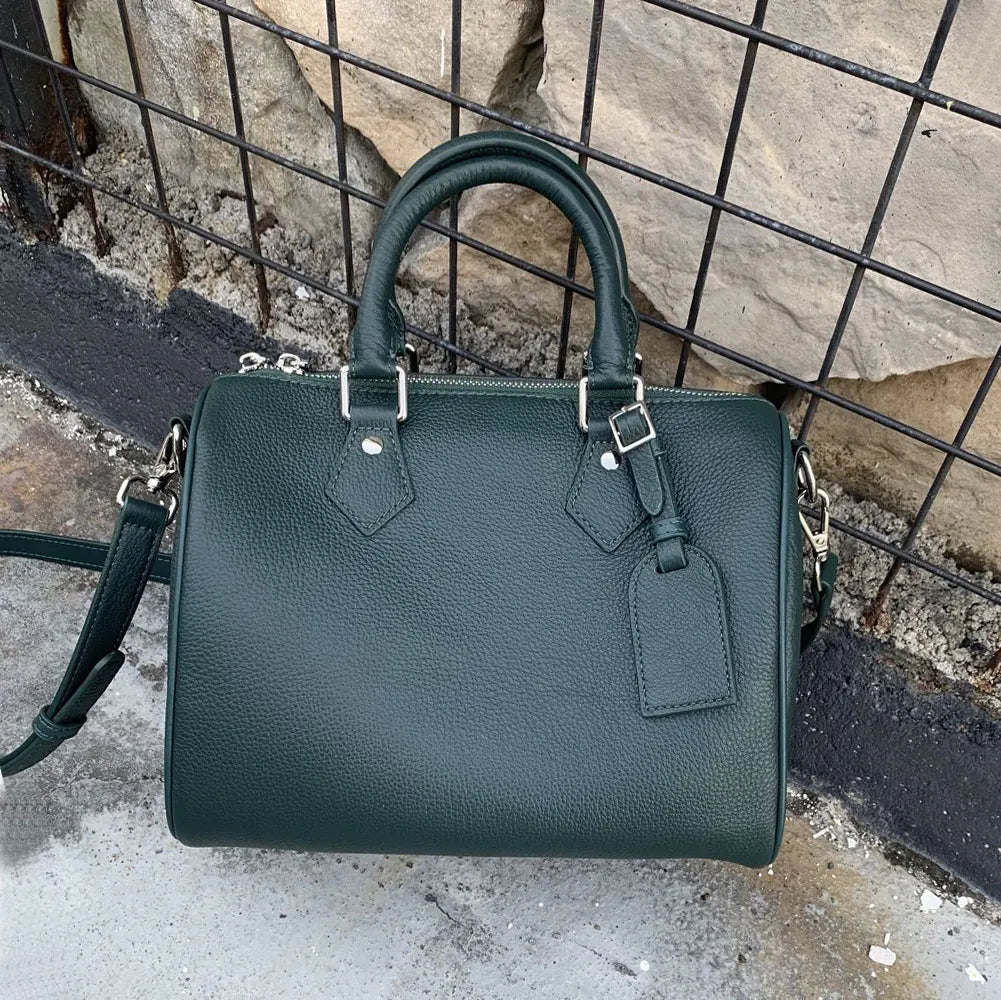 Genuine Grade Leather Women's Shoulder Crossbody Bag Luxury Designer Brand Female Handbag Fashion Soft Cowhide Ladies Boston Bag