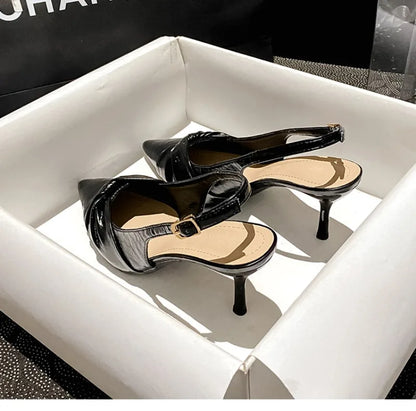 Luxury Designer Women's Shoes Exquisite Pointed Tip High Heeled Sandals for Woman Elegant French Casual Shoes Sandalias De Mujer