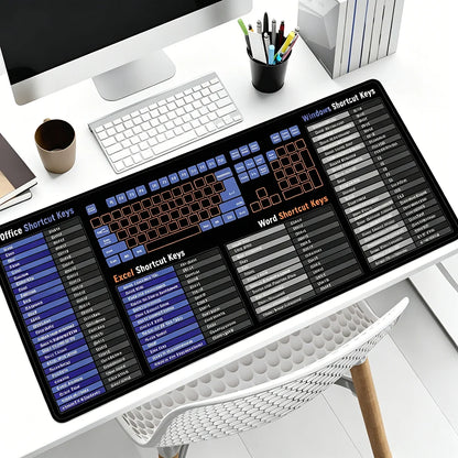 Windows Word Excel Office Shortcut Keys XXL Mouse Pad Non-Slip Large Gaming Office Esports User PC Desk Mat Cheat Sheet Mousepad