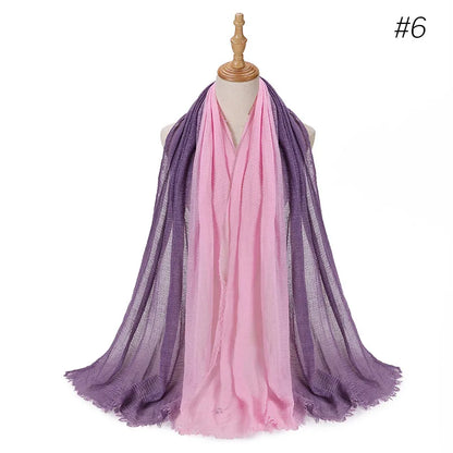 180*90cm Gradient Cotton Linen Women Muslim Hijab Scarf Woman Islamic Arab Shawl Wrap Head Scarves Ready To Wear Headscarf