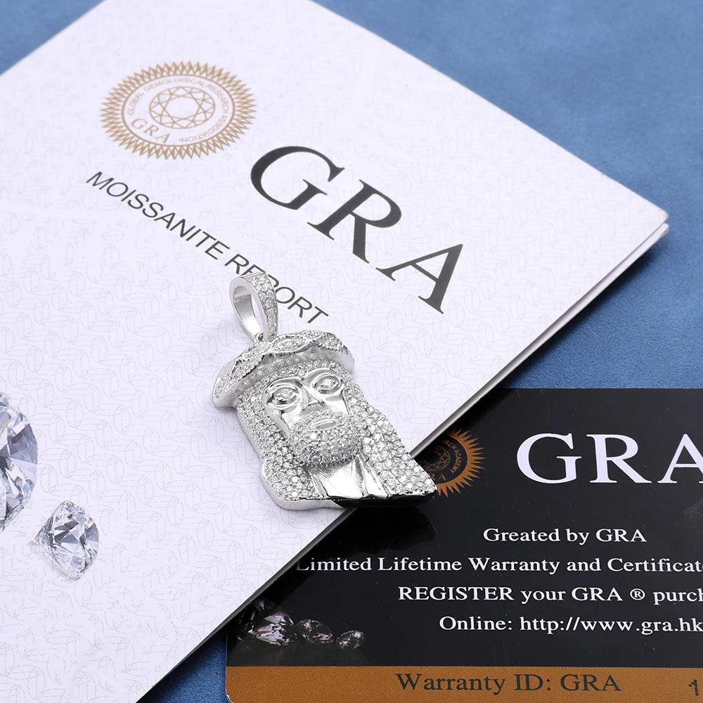 ICEBLING S925 Silver VVS1 Moissanite Jesus Pendant Necklace Men Iced Out Jesus Hip Hop Rapper Jewelry Comes With GRA Certificate